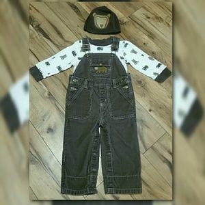 Gymboree Outfit Bundle Corduroy Overalls Bear Hat